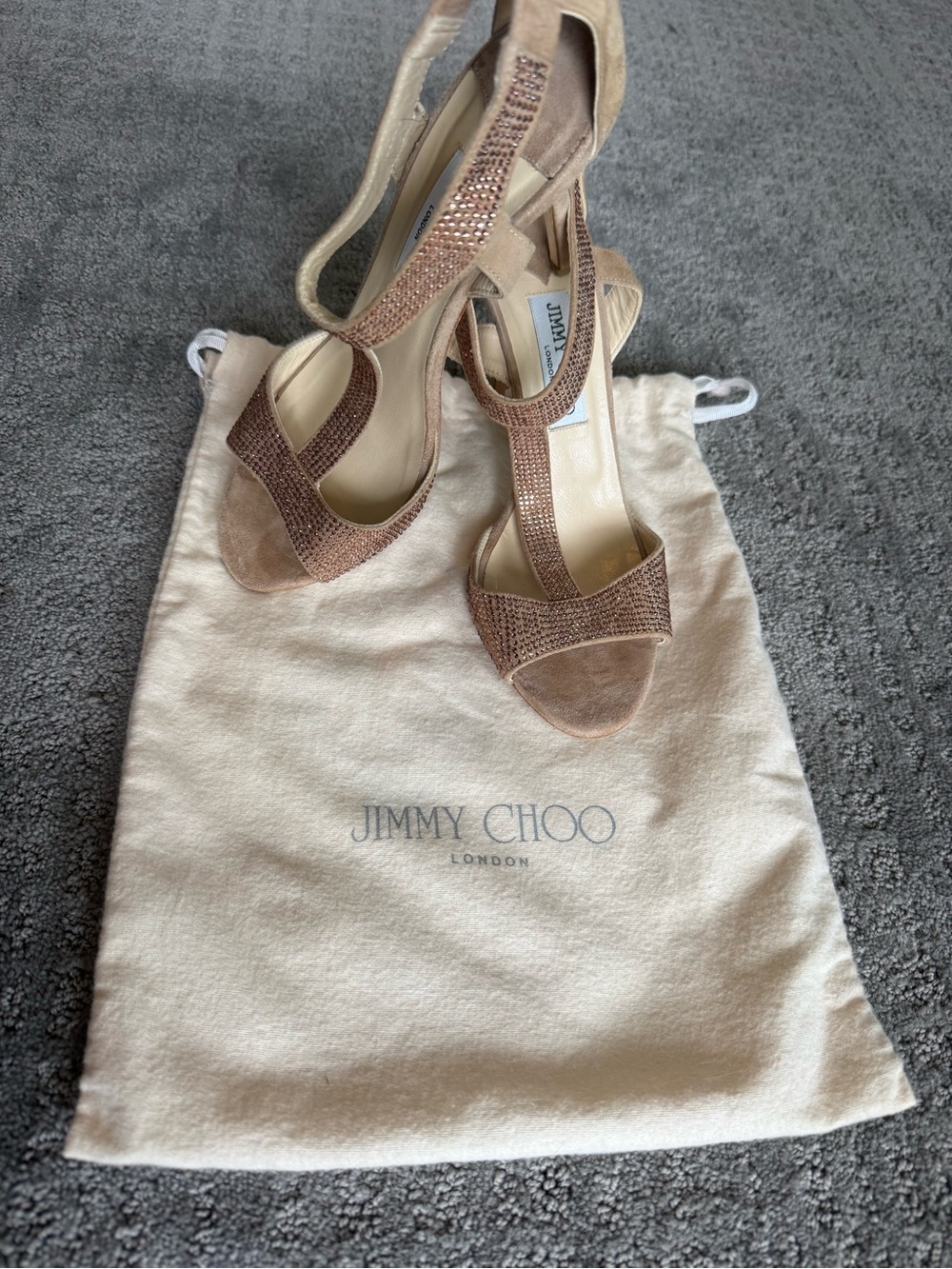 Jimmy Choo Blush Suede T-strap Evening Pumps